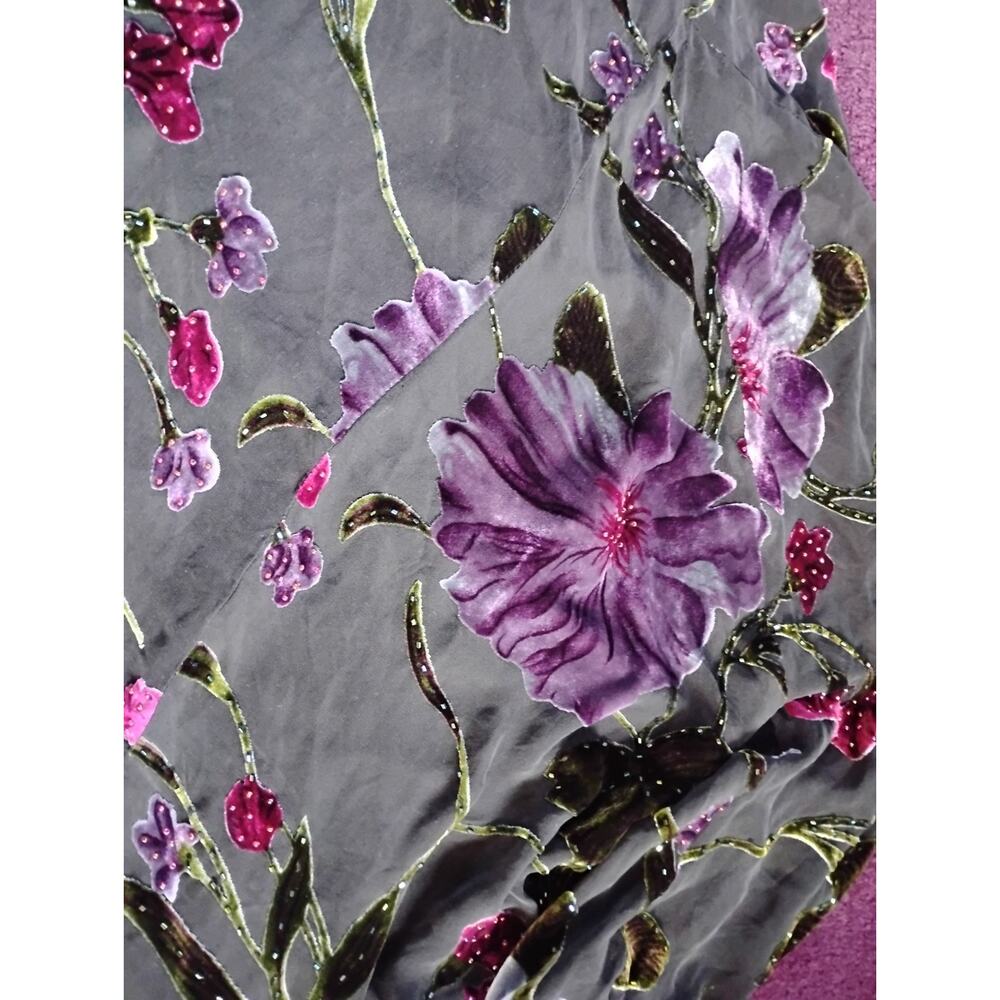 Vintage Women's Size 6 Cache Floral Beaded Dress Full Length Black Silk? Velvet - Picture 8 of 10